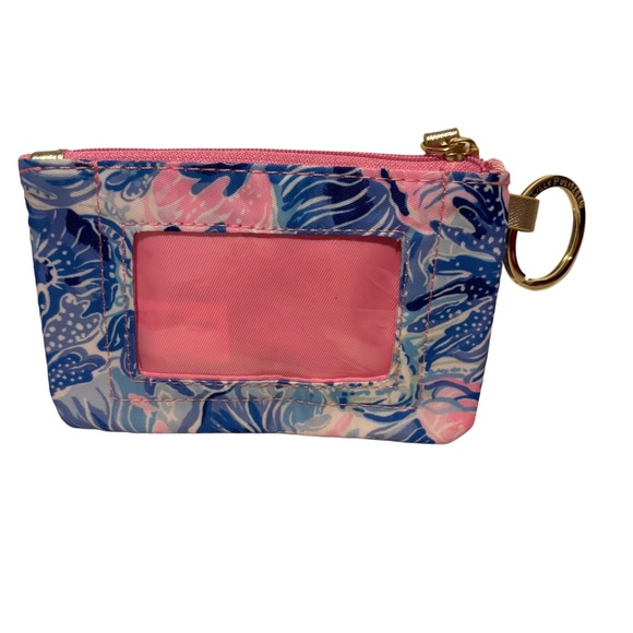 Lilly Pulitzer Key Ring ID Case in Shade Seeker Blue Pink White - Picture 3 of 3